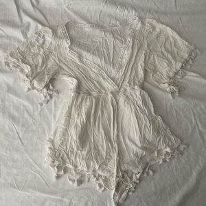 White Gauze Tie-Waist Romper size small